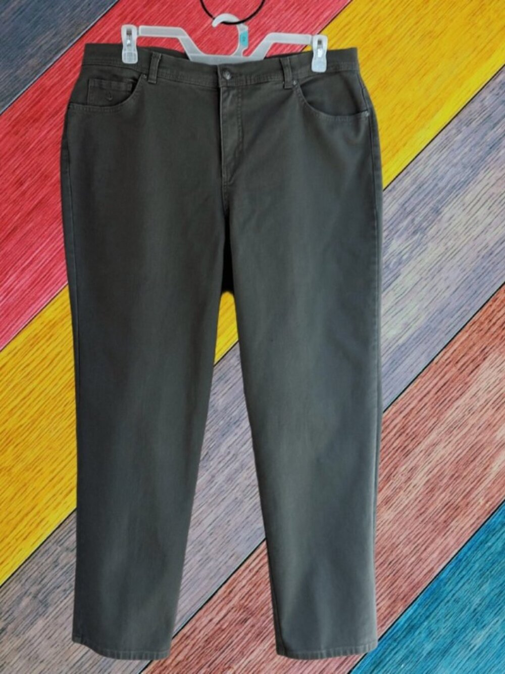 Gloria Vanderbilt Amanda Womens Jeans Olive Green Size 18W